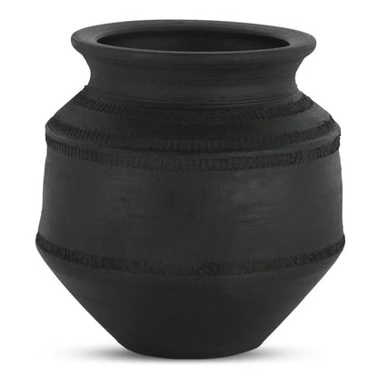 Astra Handcrafted Black Terracotta Vessel - LOOMLAN - Moe's Home - Vases & Jars