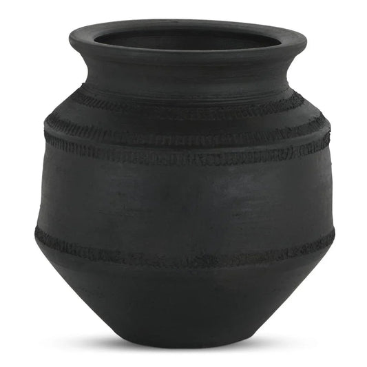 Astra Handcrafted Black Terracotta Vessel - LOOMLAN - Moe's Home - Vases & Jars