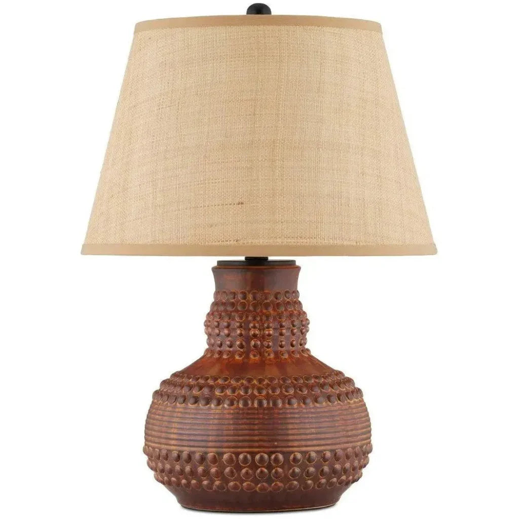 Atamo Ceramic and Metal Brown Table Lamp - LOOMLAN - Currey & Co - Table Lamps