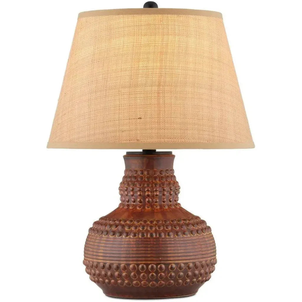 Atamo Ceramic and Metal Brown Table Lamp - LOOMLAN - Currey & Co - Table Lamps