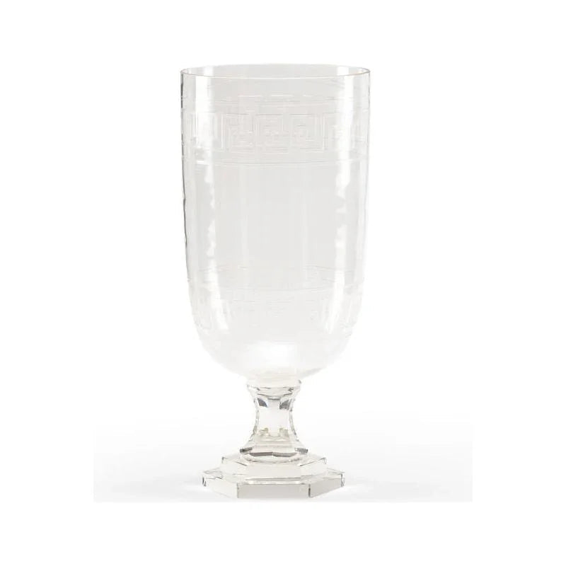 Wildwood Athena Hurricane Crystal Greek Key Design Candleholder