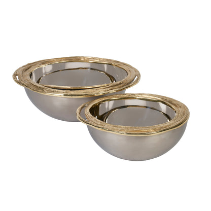 Aurora Polished Steel Bowl 2PC