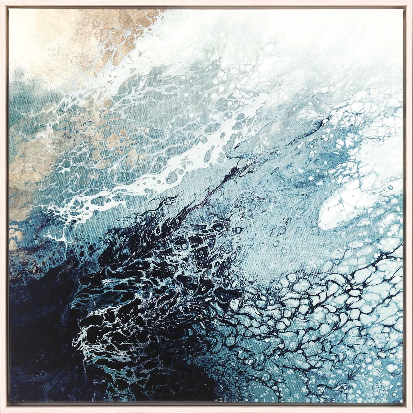 Aveta Wood Frame Blue Canvas Art