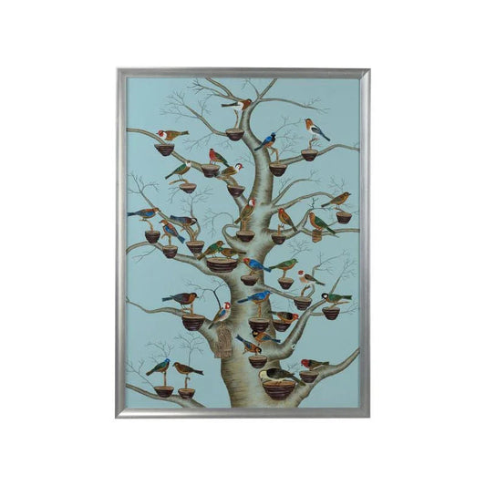 Aviary Silver Wood Framed Artwork-Framed Wall Art-Chelsea House-LOOMLAN