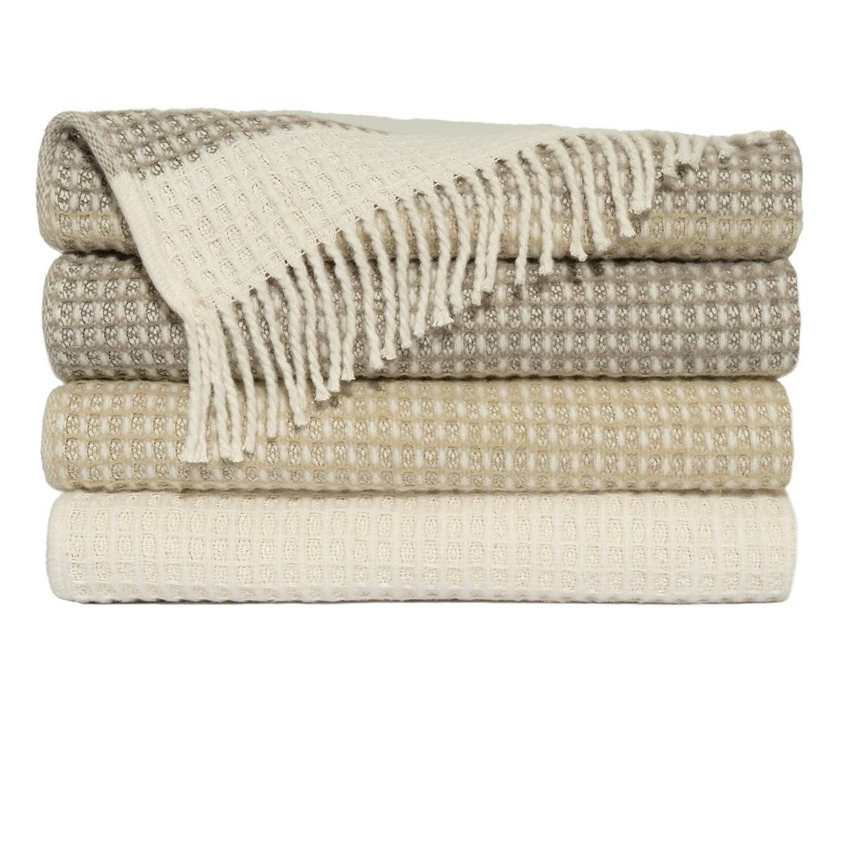 Bandi Brown & Cream Cotton-Blend Throw Blanket 50"x60 -- Brown, Cream