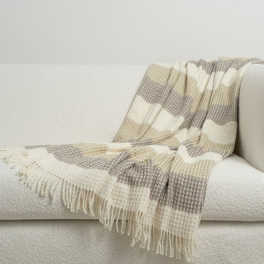 Bandi Brown & Cream Cotton-Blend Throw Blanket 50"x60 -- Brown, Cream