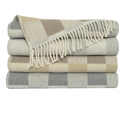 Cintia Grey & Brown Cotton-Blend Throw Blanket 50"x60 -- Grey, Brown