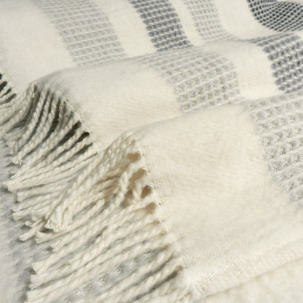 Venecia Cream & Grey Cotton-Blend Throw Blanket 50"x60 -- Cream, Grey