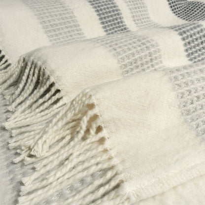 Venecia Cream & Grey Cotton-Blend Throw Blanket 50"x60 -- Cream, Grey