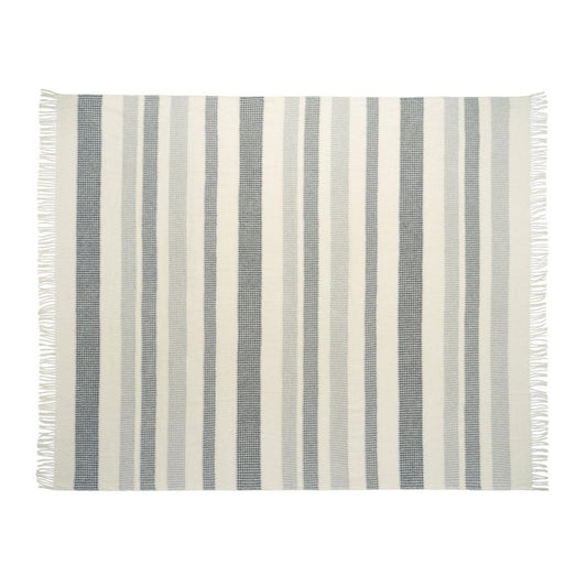 Venecia Cream & Grey Cotton-Blend Throw Blanket 50"x60