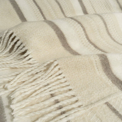 Striata Cream Cotton-Blend Throw Blanket 50"x60 -- Cream
