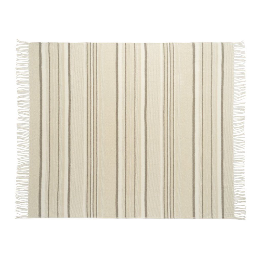 Striata Cream Cotton-Blend Throw Blanket 50"x60