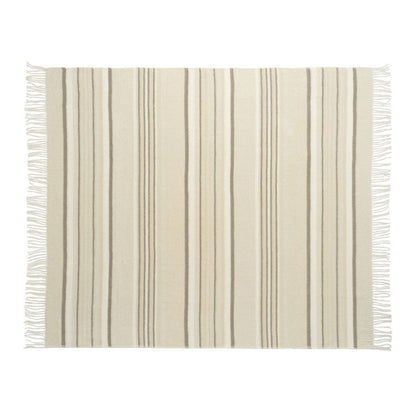 Striata Cream Cotton-Blend Throw Blanket 50"x60