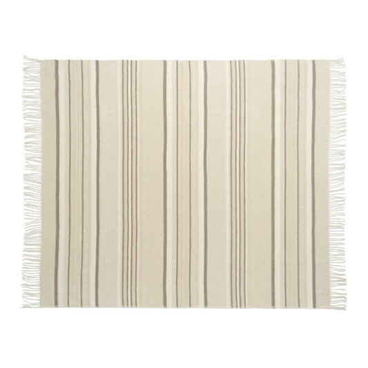 Striata Cream Cotton-Blend Throw Blanket 50"x60