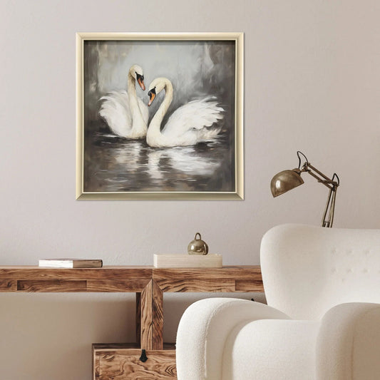 Ballet of the Swans I Black Canvas Art