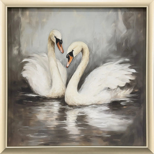 Ballet of the Swans I Black Canvas Art