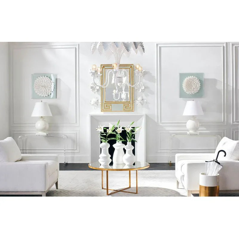 Banded Ceramic White Vase - LOOMLAN - Chelsea House - Vases & Jars