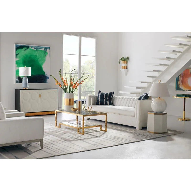 Banded Ceramic White Vase - LOOMLAN - Chelsea House - Vases & Jars