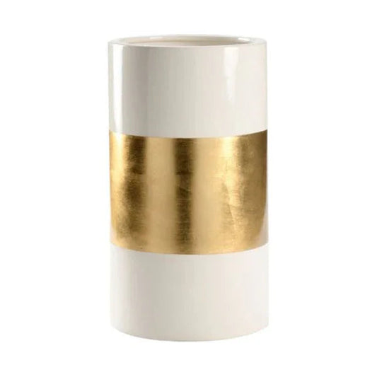 Banded Ceramic White Vase - LOOMLAN - Chelsea House - Vases & Jars
