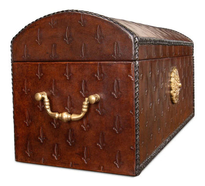 Baron's Reddish Brown Leather Box - LOOMLAN - Sarreid - Boxes & Bowls