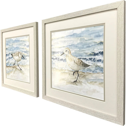 Beach Sandpipers Blue Canvas Art 2PC