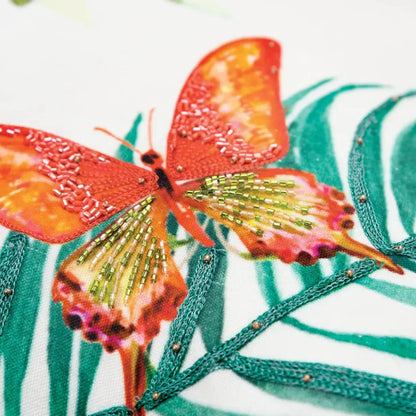 LOOMLAN Beaded Butterflies Coastal Throw Pillow Down Insert