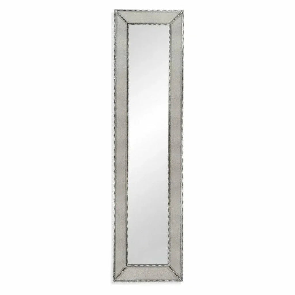 Beaded Leaner Rectangle Silverleaf Floor Mirror-Floor Mirrors-Bassett Mirror-LOOMLAN
