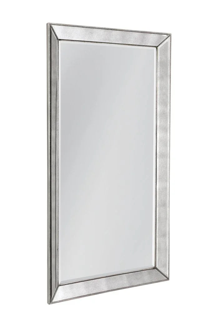 Beaded Silver Wood Floor Mirror-Floor Mirrors-Bassett Mirror-LOOMLAN