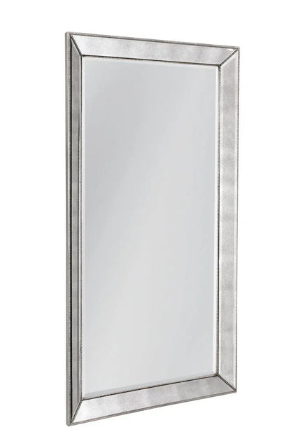 Beaded Silver Wood Floor Mirror-Floor Mirrors-Bassett Mirror-LOOMLAN