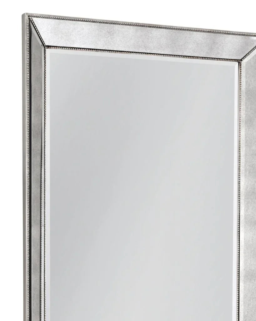 Beaded Silver Wood Floor Mirror-Floor Mirrors-Bassett Mirror-LOOMLAN