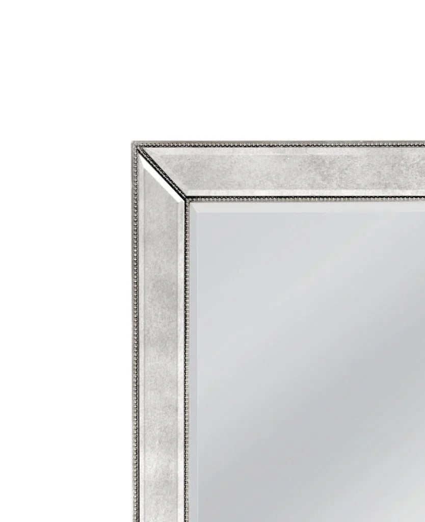 Beaded Silver Wood Floor Mirror-Floor Mirrors-Bassett Mirror-LOOMLAN