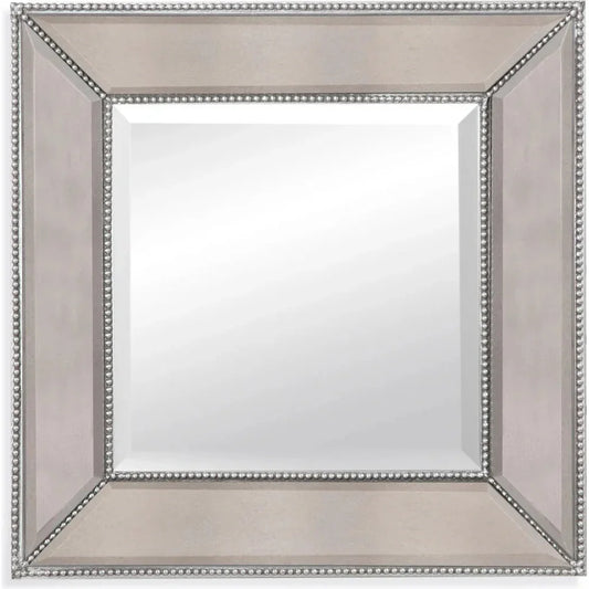 Beaded Wood and Glass Grey Wall Mirror - LOOMLAN - Bassett Mirror - Wall Mirrors