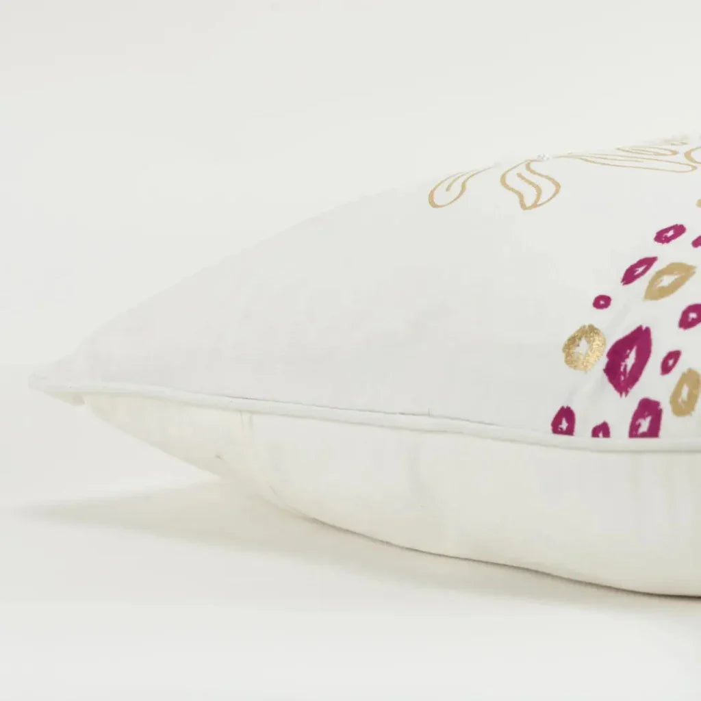 Beatrice Beaded White Gold Throw Pillow Down Insert - LOOMLAN - LOOMLAN - Throw Pillows