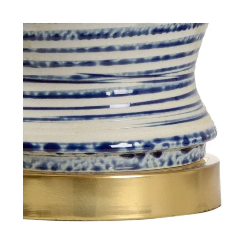 Beehive Blue Ceramic And Gold Accents Urn Table Lamp - LOOMLAN - Chelsea House - Table Lamps