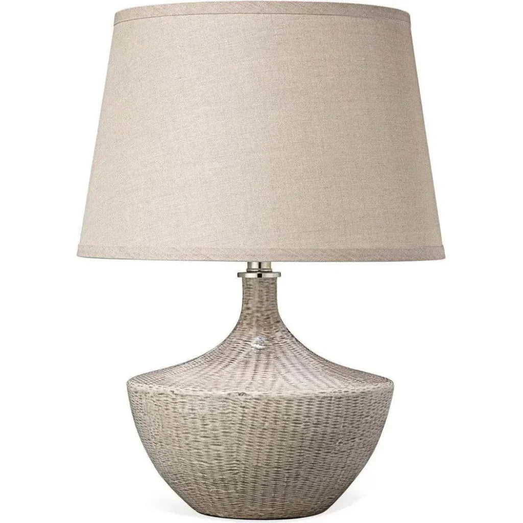 Beige Ceramic Basketweave Table Lamp - LOOMLAN - Jamie Young - Table Lamps