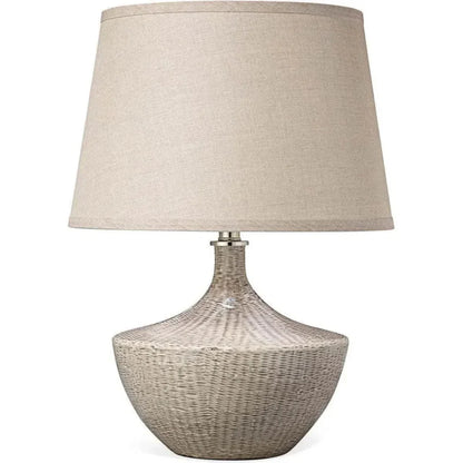 Beige Ceramic Basketweave Table Lamp - LOOMLAN - Jamie Young - Table Lamps