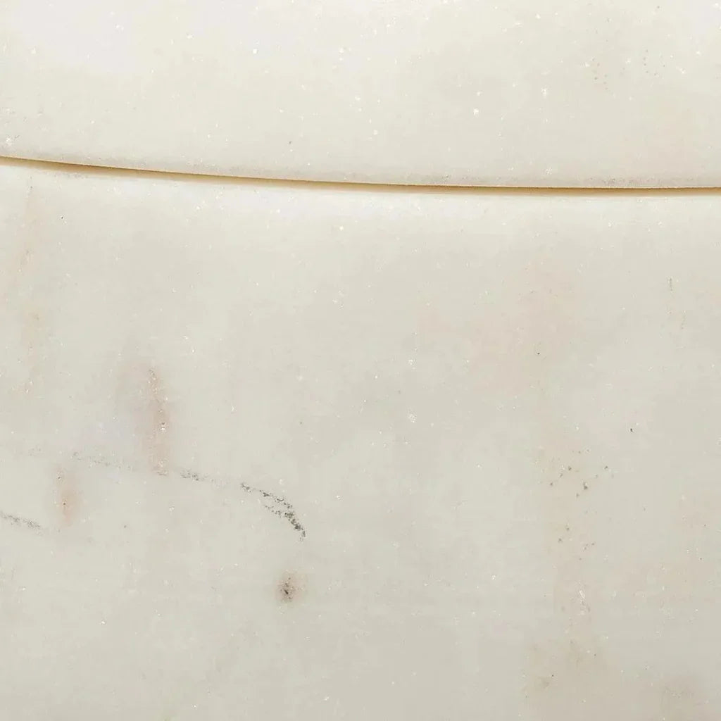 Bennett Off - White Marble Bowl with Lid - LOOMLAN - Jamie Young - Boxes & Bowls