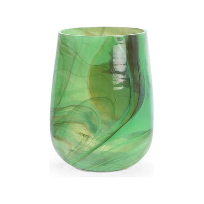 Berilo Green Swirl Pattern Glass Vase - LOOMLAN - Wildwood - Vases & Jars