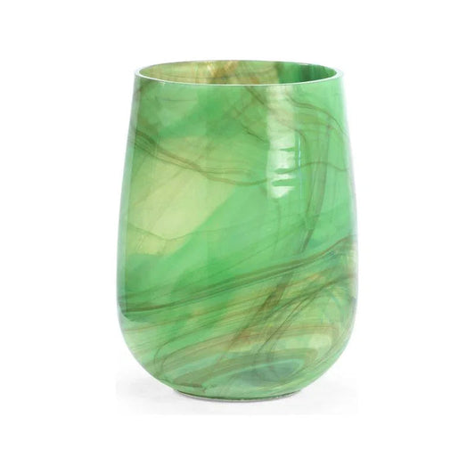 Berilo Green Swirl Pattern Glass Vase - LOOMLAN - Wildwood - Vases & Jars