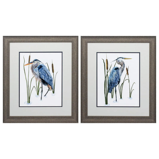 Beside The Lake Blue Canvas Art 2PC