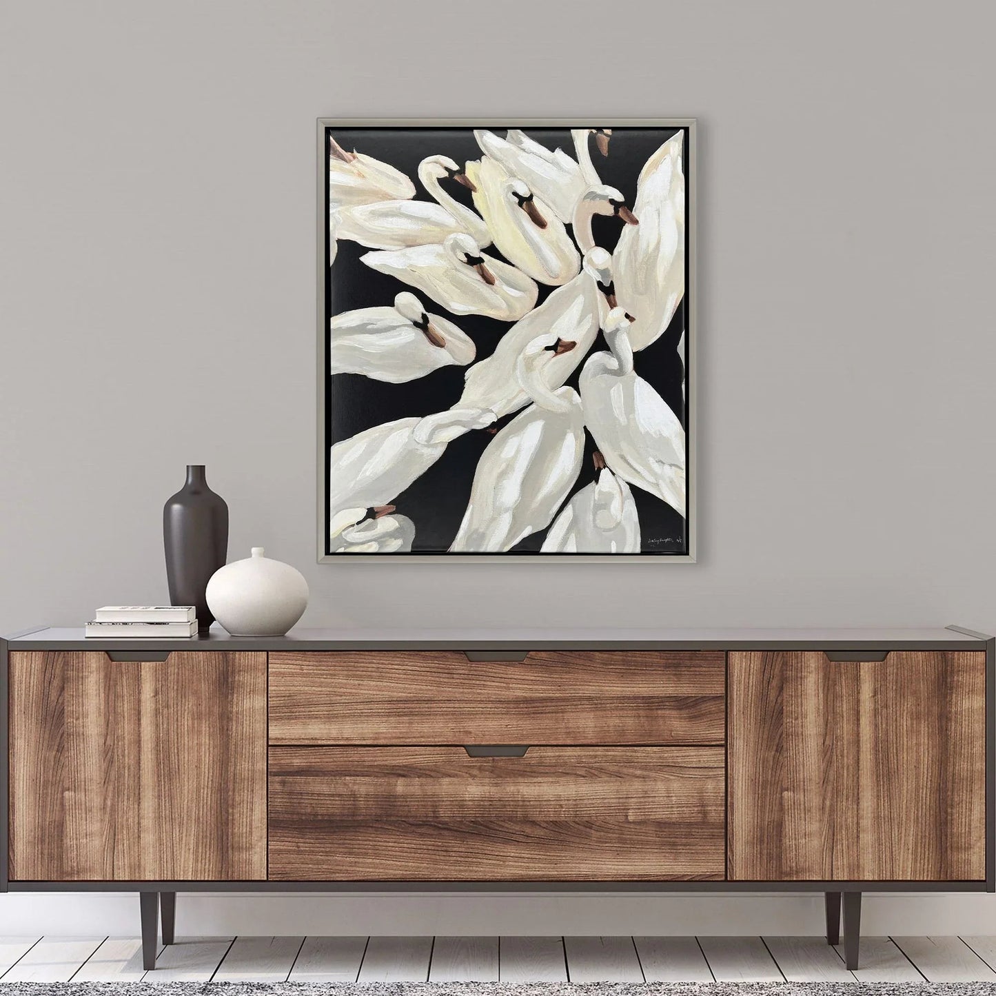 Bevy Deep Black Canvas Art