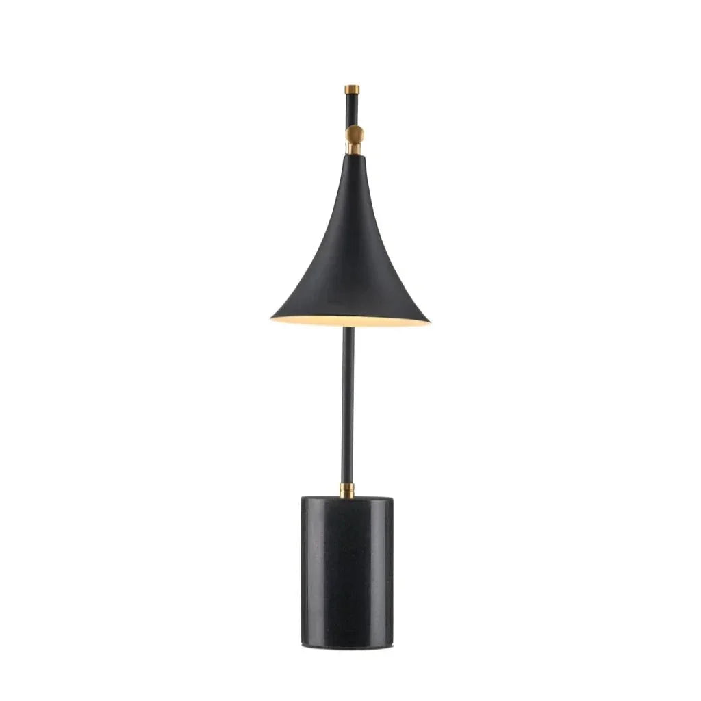 Bibliophile Black Marble Table Lamp - LOOMLAN - Currey & Co - Table Lamps
