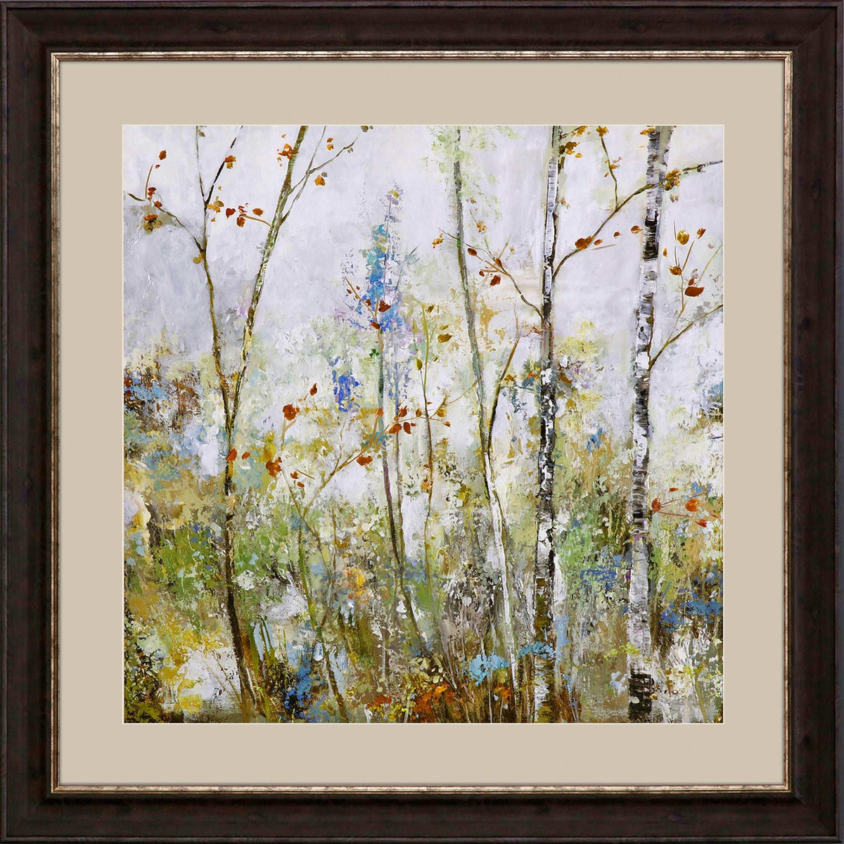 Birch Forest Green Framed Wall Art