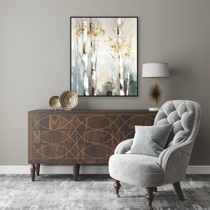 Birch Silhouette Beige Canvas Art