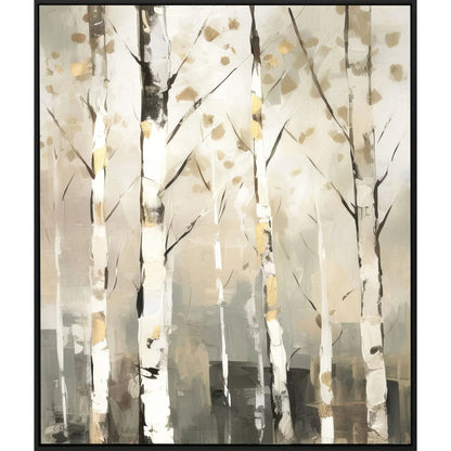 Birch Silhouette Beige Canvas Art
