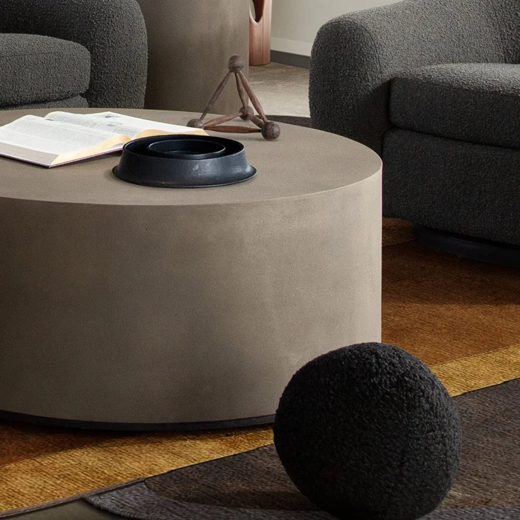 Black Faux Sheepskin Round Accent Pillow (Set of 2) - LOOMLAN - Diamond Sofa - Throw Pillows