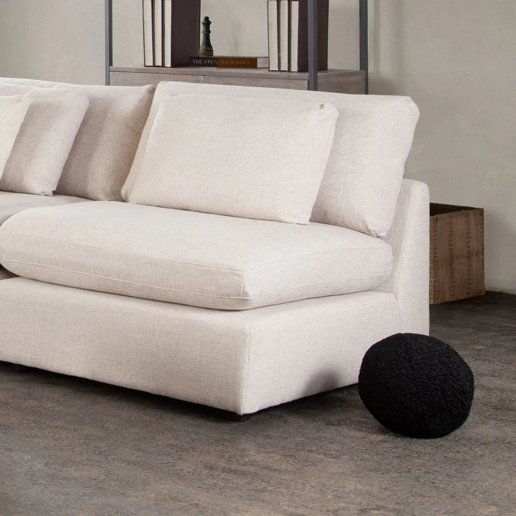 Black Faux Sheepskin Round Accent Pillow (Set of 2) - LOOMLAN - Diamond Sofa - Throw Pillows