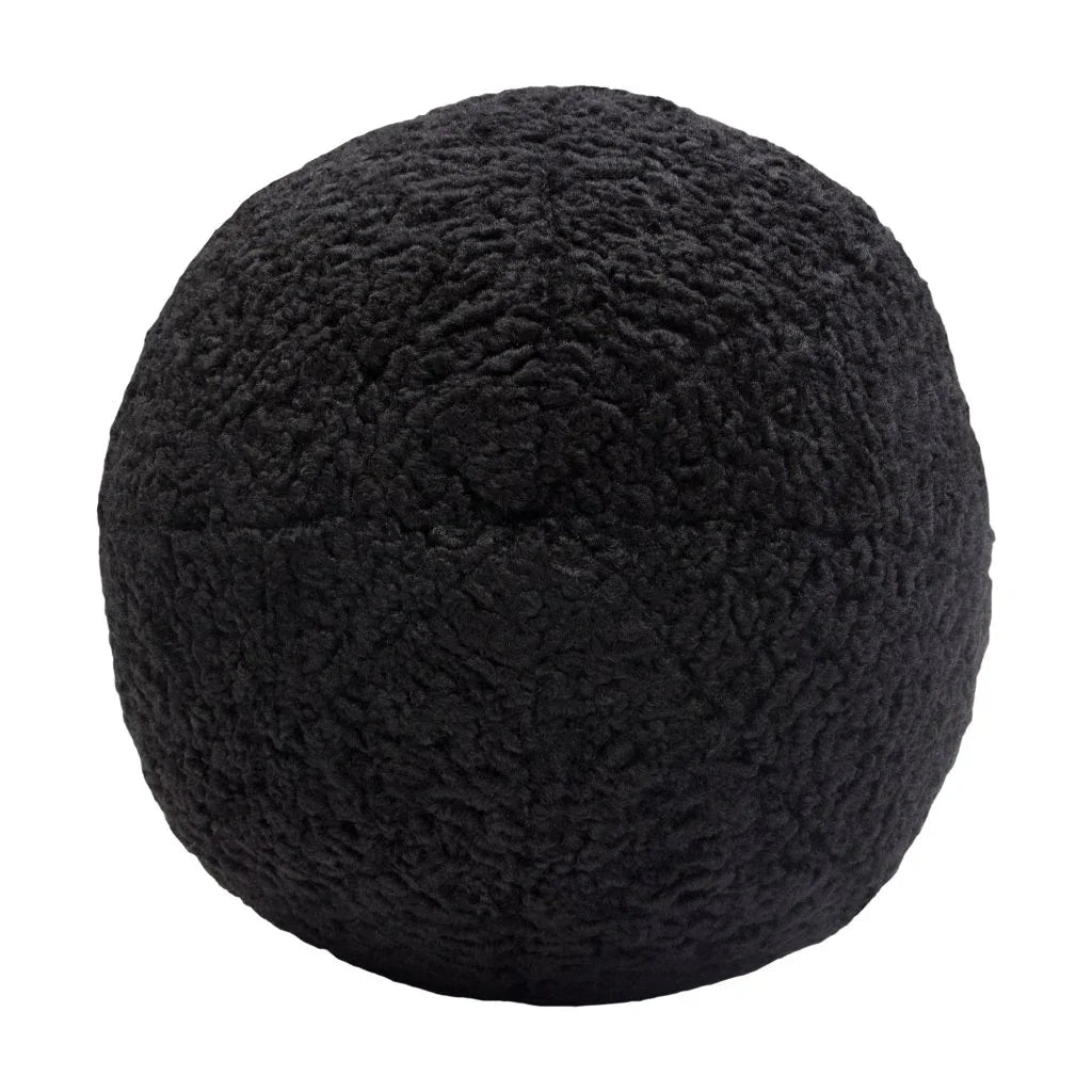 Black Faux Sheepskin Round Accent Pillow (Set of 2) - LOOMLAN - Diamond Sofa - Throw Pillows
