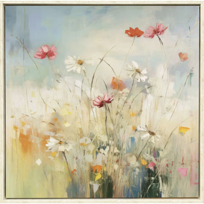 Blooms in the Meadow Blue Canvas Art