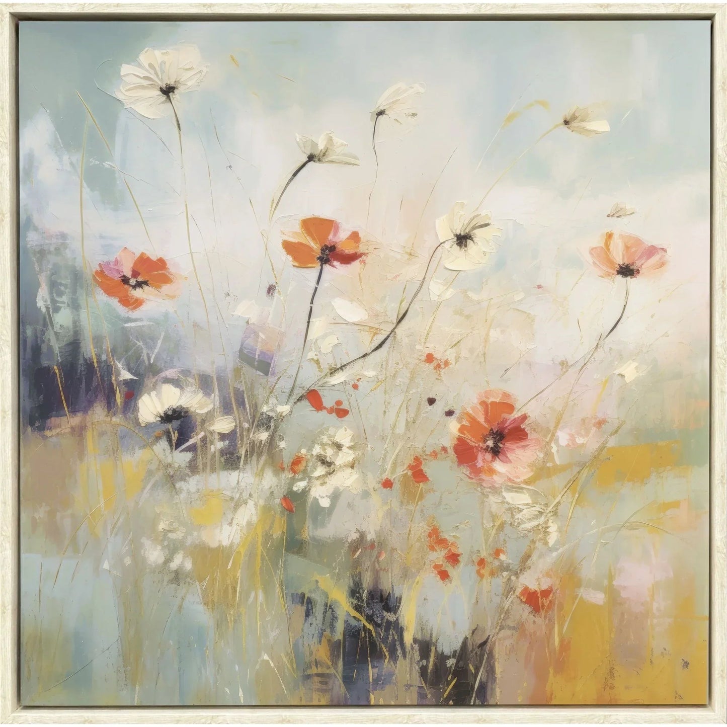 Blooms in the Meadow Blue Canvas Art